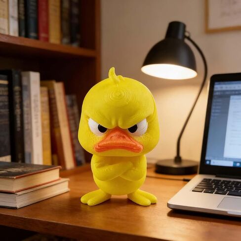 3D Printed Funny Angry Yellow Duck Desktop Ornament,Unique & Fun Decorative Piece,Mini Desktop Ornament for Home,Office or Table Decor(Standing) in Kuwait