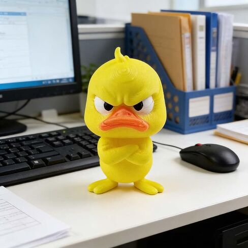 3D Printed Funny Angry Yellow Duck Desktop Ornament,Unique & Fun Decorative Piece,Mini Desktop Ornament for Home,Office or Table Decor(Standing) in Kuwait