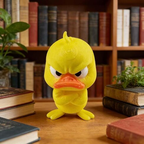 3D Printed Funny Angry Yellow Duck Desktop Ornament,Unique & Fun Decorative Piece,Mini Desktop Ornament for Home,Office or Table Decor(Standing) in Kuwait
