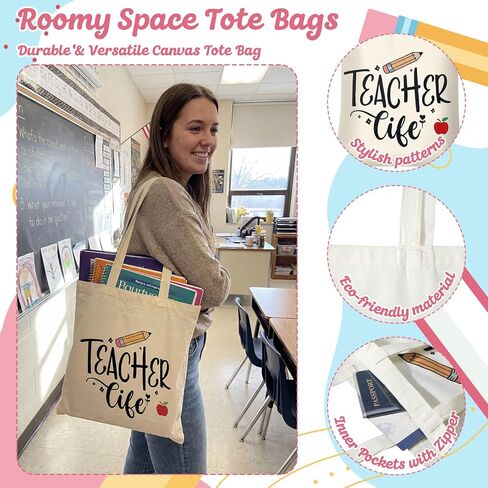 Glitopper 3 Pcs End of Year Gift Set for Women Canvas Bags Socks Makeup Bag Bulk Teacher Gifts for Last Day of School Classroom End of Year Party Favors in Kuwait