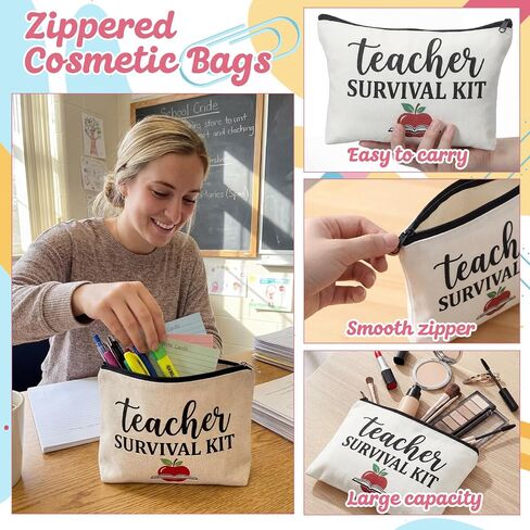 Glitopper 3 Pcs End of Year Gift Set for Women Canvas Bags Socks Makeup Bag Bulk Teacher Gifts for Last Day of School Classroom End of Year Party Favors in Kuwait