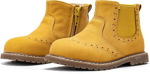 THEE BRON Vintage Leather Embroidered Toddler Girls Boots Mid Calf Water Resistant with Memory Foam Insole in Saudi Arabia