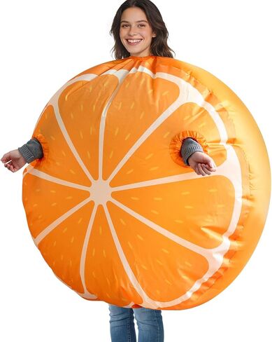 Inflatable Orange Costume for Adult Blow Up Fruit Cosplay Costume Berry Inflatable Outfit for Women Men Orange Birthday Cosplay Party Dress Up Parade Carnival Suit in Saudi Arabia