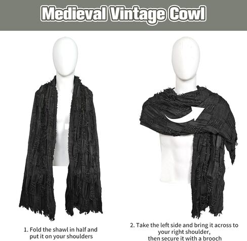 Wrap Dune Hooded Shawl Medieval Cloak Renaissance Costume Cape Shaman Cowl With Viking Brooch in Saudi Arabia
