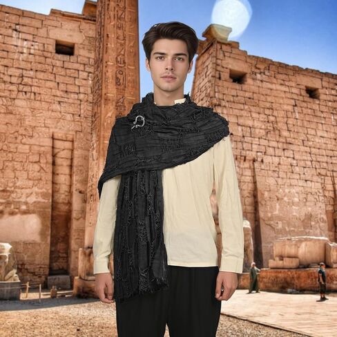 Wrap Dune Hooded Shawl Medieval Cloak Renaissance Costume Cape Shaman Cowl With Viking Brooch in Saudi Arabia