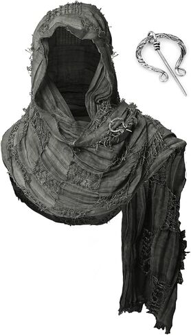 Wrap Dune Hooded Shawl Medieval Cloak Renaissance Costume Cape Shaman Cowl With Viking Brooch in Saudi Arabia