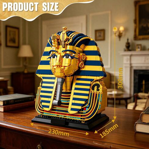 Egyptian Pharaoh Golden Mask Collectible Model Building Blocks Set, 1603 Pieces Egypt Historical Architecture Blocks for Adults, Displayable Home Decor, 11.8" Tall, Aged 14 and Above in Saudi Arabia
