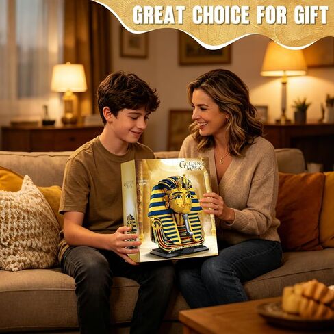 Egyptian Pharaoh Golden Mask Collectible Model Building Blocks Set, 1603 Pieces Egypt Historical Architecture Blocks for Adults, Displayable Home Decor, 11.8" Tall, Aged 14 and Above in Saudi Arabia