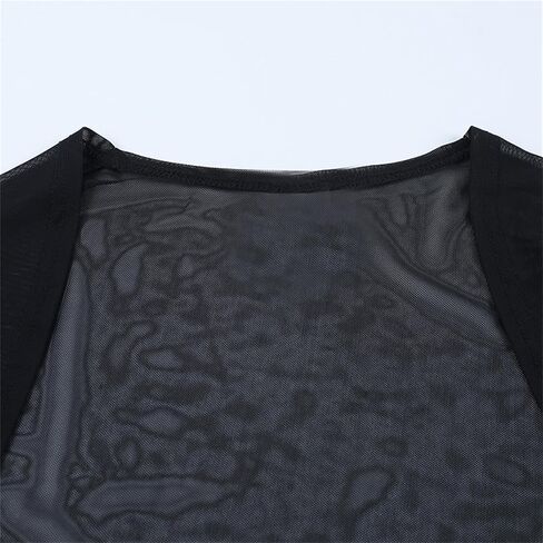 Women Rave Sheer Mesh Crop Shrug Top - Bat Bell Long Sleeve Gothic Vampire See Through Evening Dress Fall in Saudi Arabia