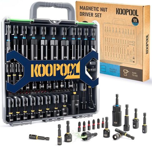 Nut Driver Set, 55PCS Impact Driver Bit Set, Deep Magnetic Nut Driver Set, Impact Socket Adapters, Wing Nut Driver, Bit Extension, 1/4'' Quick Change, Storage Box in Saudi Arabia