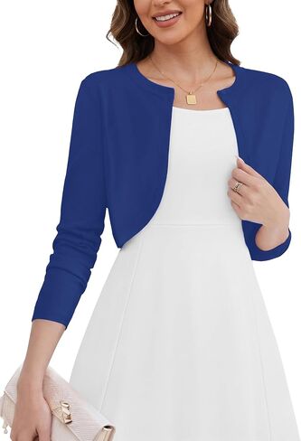 Women's Thin Shrugs Sweater Long Sleeve Lightweight Cropped Tops Open Front Cardigan for Dress in Saudi Arabia