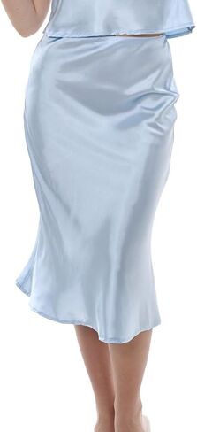 Xintianji Women's Satin High Waist Midi Skirt Slik Cocktail Party Wedding Skirts in Saudi Arabia