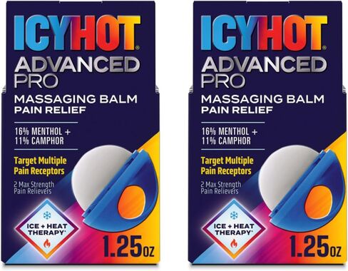 Icy Hot Advanced PRO Pain Relief Massaging Balm, Fast-Acting Max Strength Pain Relief with Menthol 16% and Camphor 11% for Backaches, Joints, Muscle Strains and Arthritis, 1.25 oz, 2 pk in Kuwait