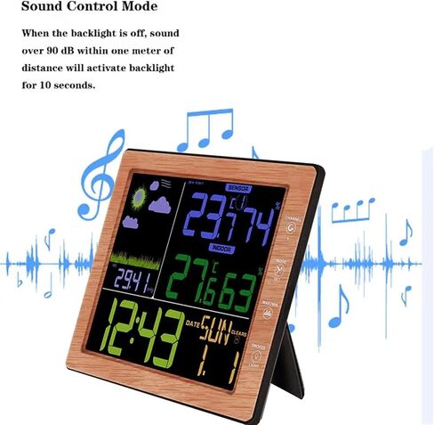 Wireless Clock Control Creative Weather Forecast Clocks Outside Sensor Backlight for Indoor Outdoor in Kuwait