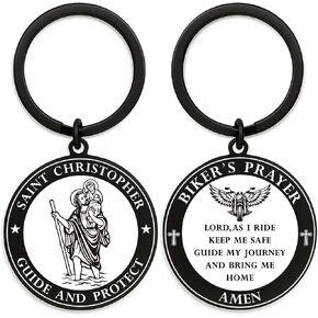 Motorcycle Keychain for Men, Saint Christopher Biker Prayer Keychain, Ride Safe Come Home Safe, Christian Motorcycle Rider Gifts in Saudi Arabia