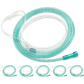 5 Pack 7Ft Adult Oxygen Nasal Cannula，Curved Nose Piece, High Flow Lightweight, Green in Saudi Arabia