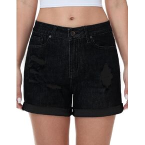 2Pack Women's Jean Shorts High Waisted Ripped Raw Hem Denim Shorts Summer Hot Short Jeans in Saudi Arabia