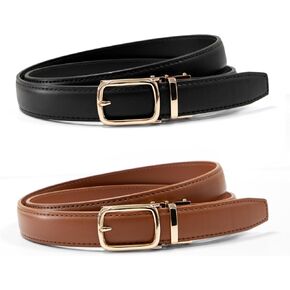 West Leathers Women's Skinny Ratchet Leather Belts 2 Pack, No-Holes Belts with Easy Release Gold Buckle for Jeans & Dresses in Saudi Arabia