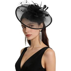 AMCAMI Fascinators Hats with Feather for Women 2026 Derby Hats Tea Party Hat with Headband and Clip in Saudi Arabia