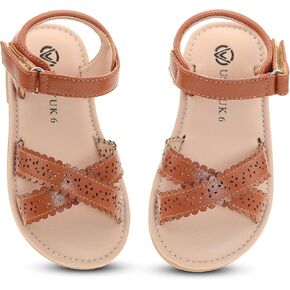 Toddler Girls Sandals-Open Toe Flats with Adjustable Strap Soft Sole Summer Shoes for Dress & Play in Saudi Arabia