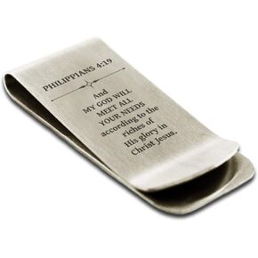 Stainless Steel God Provides Philippians 4:19 Money Clip Credit Card Holder in Saudi Arabia