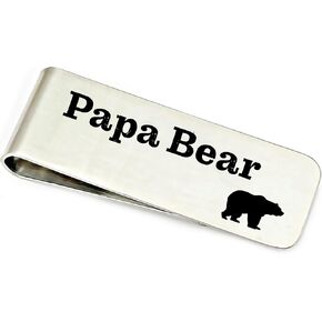 Papa Bear Money Clip For Dad Father Personalized Men's Wallet Dad Father's Day Money Wallet Personal Money Wallet Clip Bear Cubs Papa Daddy BEAR-MONEY in Kuwait