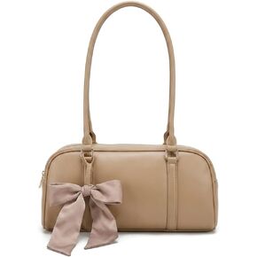 Korean Casual Pillow Bag for Women - Trendy Tan Hobo Shoulder Handbag with Bow Detail in Saudi Arabia