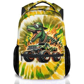 UNIKITTY Boys Dinosaur Backpack, 17 Inch Kids Truck School Bag for Preschool Kindergarten Elementary Polyester Bookbag with Multiple Compartments for Big Boys in Saudi Arabia