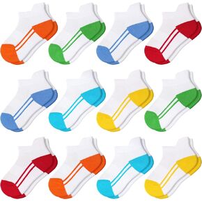 12 Pairs Kids Boys Cotton Ankle Socks, Breathable Athletic Sports Socks for Boys Girls 3-14 Years in Saudi Arabia