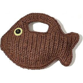 Fish Purse Clutch Straw Woven Fish Shaped Handbag Small Fun Bag Mini Novelty Tote for Women Summer Spring Beach in Saudi Arabia
