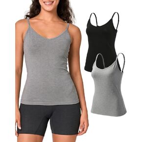 BAMBOO COOL Women's Camisole Tank Tops V-Neck Adjustable Spaghetti Strap Basic Undershirt Soft Layering Tops Pack of 2 in Kuwait