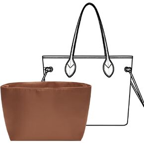 LV Neverfull MM Insert Organizer, Nylon Purse Organizer with YKK Zipper & Laptop Sleeve, 6 Compartments Bag Insert for LV Handbags (Brown) in Saudi Arabia