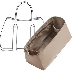 Doxo Garden Party 30 Bag Organizer Premium Satin Lightweight Insert with Key Chain, Handbag Tote Liner Shaper Storage Accessories (GP30,Etoupe Grey) in Saudi Arabia