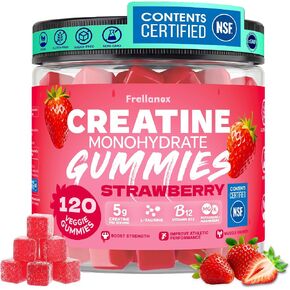 Creatine Monohydrate Gummies 5000mg for Women & Men - Creatine Gummies with B12, Supports Muscle Strength, Energy & Workout Recovery - Strawberry Flavor, Sugar Free, Vegan, 120 Count in Kuwait
