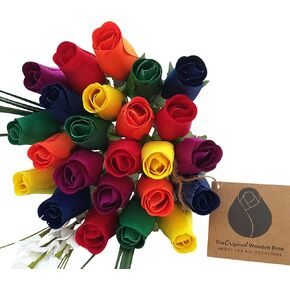 Autism Awareness Flower Bouquet Closed Bud Rainbow Colors (3 Dozen) in Saudi Arabia