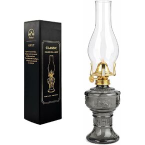 Vintage Kerosene Oil Lamp 12.8" Glass Hurricane Oil Lantern, 250ml Chamber Oil Lamp with Adjustable Wick, Decorative Farmhouse Table Lamp for Indoor Outdoor Emergency Lighting(Clear) in Saudi Arabia