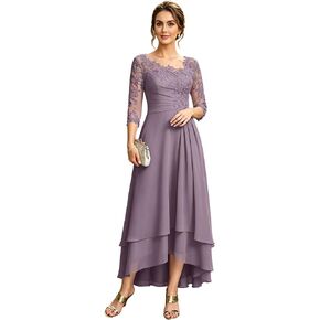 Tea Length Mother of the Bride Dresses for Women 2026 Elegant High-Low Chiffon A-Line Floral Formal Evening Party Gown in Saudi Arabia