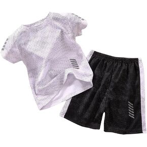 DASAYO Boys 2 Piece Outfits Summer Quick Dry Athletic Performance Mesh Crewneck Tshirt Shorts Sets Kids Casual Clothes Set in Kuwait