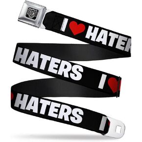 Buckle-Down Seatbelt Belt - I"Heart" HATERS Black/White/Red - 1.0" Wide - 20-36 Inches in Length in Kuwait