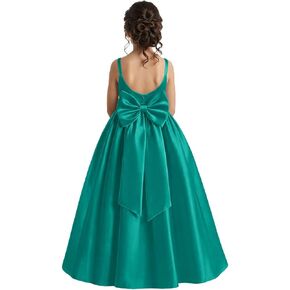 Rlweus Satin Flower Girl Dress with Big Bow Spaghetti Straps First Communion Dresses for Girls Formal Wedding Party Dress in Saudi Arabia