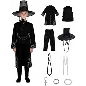 9Pcs Cosplay Costume Set Boys Black Anime Costumes with Hat for Halloween Party Stage Performance Outfits in Saudi Arabia