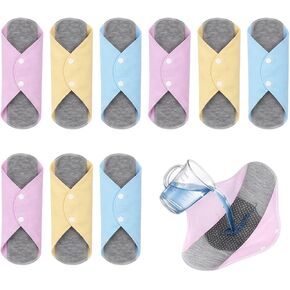 9PCS Reusable Incontinence Pads for Women, Washable Incontinence Pads in Pink Yellow Blue, Soft Organic Cotton Material for Daily Comfort and Protection, Convenient Reusable Pads for Personal Care in Saudi Arabia
