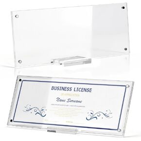 2Pcs Acrylic business license frame with Base 10 x 3.94Inch Clear certificate display holder Magnetic certificate frame for Desk Tabletop Display in Saudi Arabia