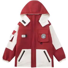 Kids Windproof 3-in-1 Winter Jacket, Hooded Water-Resistant Thick Coat with Detachable Fleece for Boys Girls in Kuwait