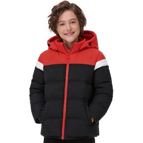 Boy's Winter Coat Detachable Hood Thermal Puffer Jacket Warm Sherpa Fleece Lined Water-Resistant Zip Outerwear Coat in Saudi Arabia