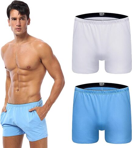 Men's Underwear Boxer Briefs Relaxed Fit Breathable Stretchy Soft Trunk Underwear with Pocket 2 Pack in Saudi Arabia