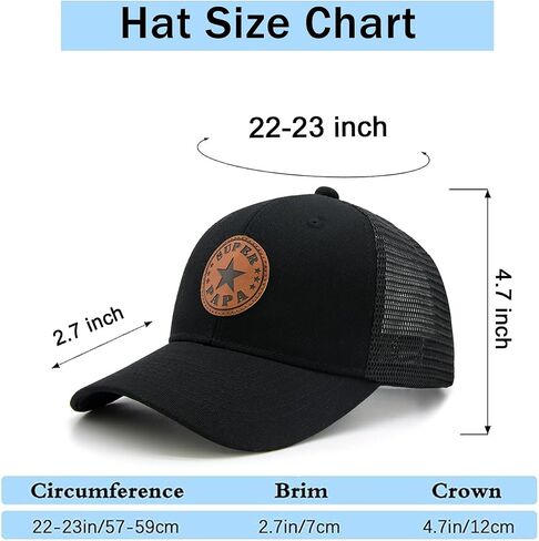 World's Best Dad & Super Papa Trucker Hat, Leather Patch Baseball Cap, for Dad Husband Grandpa in Saudi Arabia
