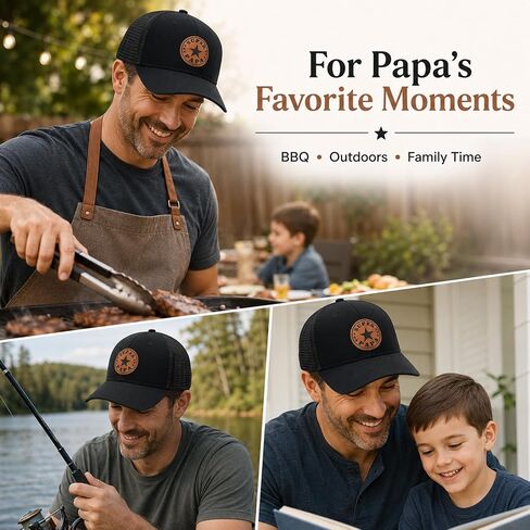 World's Best Dad & Super Papa Trucker Hat, Leather Patch Baseball Cap, for Dad Husband Grandpa in Saudi Arabia