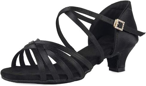 Girls Latin Dance Shoes Silk Ballroom Salsa Tango Professional Performance Practice Dancing Shoes, Model EMXGG-ZSDB in Kuwait