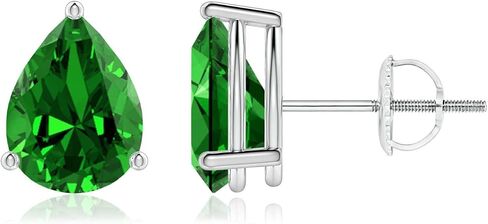ANGARA Lab-Grown Pear-Shaped Stud Earrings in 14K Solid Gold/Sterling Silver/Platinum for Women | Birthstone Jewelry | Birthday | Anniversary | Blue Sapphire | Emerald | Ruby in Kuwait